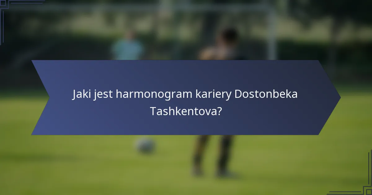 Jaki jest harmonogram kariery Dostonbeka Tashkentova?