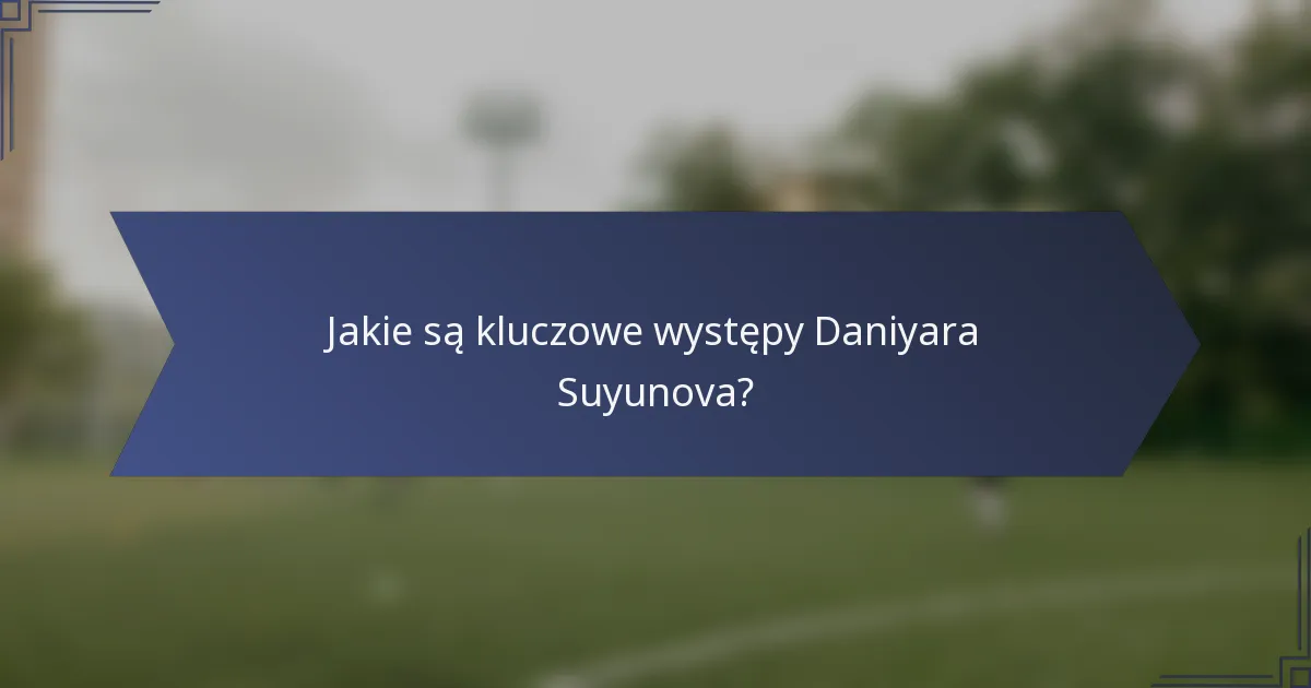 Jakie są kluczowe występy Daniyara Suyunova?
