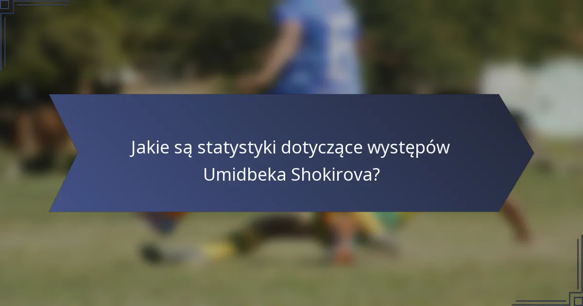 Jakie są statystyki dotyczące występów Umidbeka Shokirova?